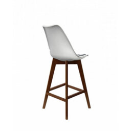 Fusion Living Soho White & Dark Grey Plastic Bar Stool With Dark Wood Legs - thumbnail 4