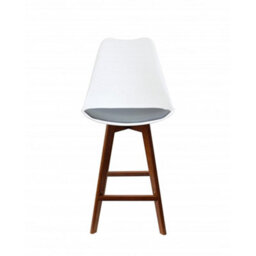 Fusion Living Soho White & Dark Grey Plastic Bar Stool With Dark Wood Legs - thumbnail 6