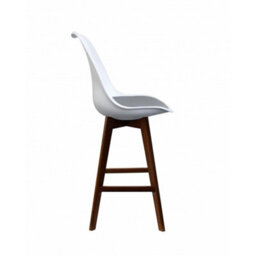 Fusion Living Soho White & Dark Grey Plastic Bar Stool With Dark Wood Legs - thumbnail 5