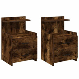 Berkfield Bedside Cabinets 2 Pcs With 2 Drawers Smoked Oak 40X36.5X62 Cm - thumbnail 2