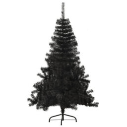 Berkfield Artificial Half Christmas Tree With Stand Black 150 Cm Pvc - thumbnail 4