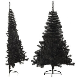 Berkfield Artificial Half Christmas Tree With Stand Black 150 Cm Pvc - thumbnail 2