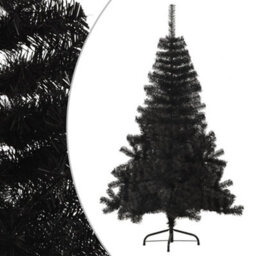 Berkfield Artificial Half Christmas Tree With Stand Black 150 Cm Pvc - thumbnail 3