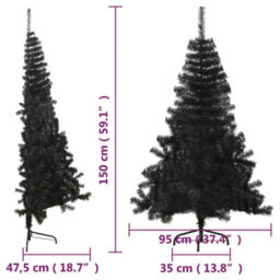 Berkfield Artificial Half Christmas Tree With Stand Black 150 Cm Pvc - thumbnail 9