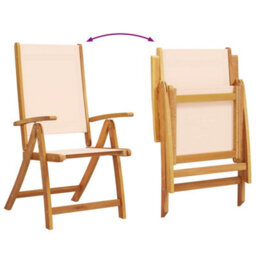 Folding Garden Chairs 6 Pcs Solid Wood Acacia And Textilene - Cushion Not Included - thumbnail 4