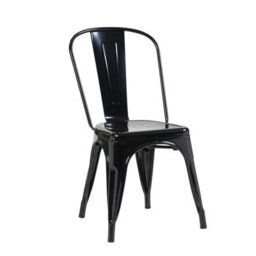 Fwstyle Bistro Set Of 4 Black Gloss Metal Chairs (H) 84 (W) 45.5 (D) 51Cm - thumbnail 3