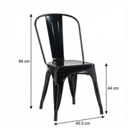 Fwstyle Bistro Set Of 4 Black Gloss Metal Chairs (H) 84 (W) 45.5 (D) 51Cm - thumbnail 5