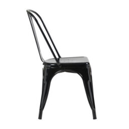 Fwstyle Bistro Set Of 4 Black Gloss Metal Chairs (H) 84 (W) 45.5 (D) 51Cm - thumbnail 4