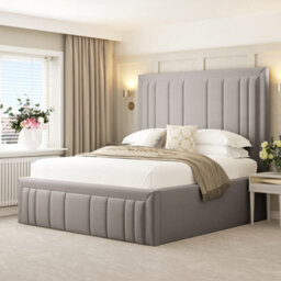 "Bed Choices Emperor Bed Frame 54"" Headboard With Ottoman Storage (No Mattress) - Small Double (Light Grey)" - thumbnail 1