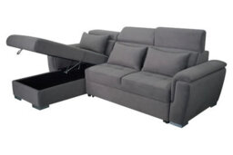 Interior Emporium Antonio Velvet Corner Sofa Bed With Storage & Usb - Universal Sofa - Left/right Sofa (Grey) - thumbnail 4