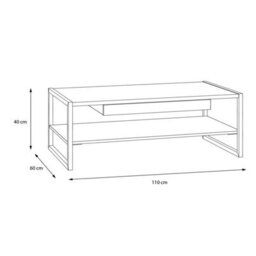 Wyld Haus Egtved Coffee Table - Black & Natural Oak Effect, 1 Drawer, 1100X400X600mm - thumbnail 6
