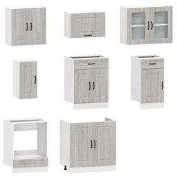 Berkfield 8 Piece Kitchen Cabinet Set Kalmar Grey Sonoma Engineered Wood - thumbnail 4