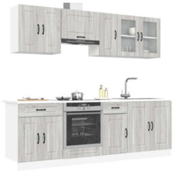 Berkfield 8 Piece Kitchen Cabinet Set Kalmar Grey Sonoma Engineered Wood - thumbnail 1