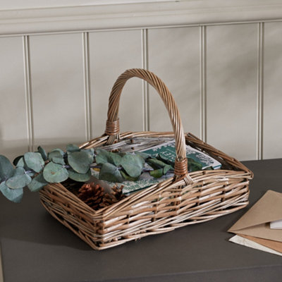 Dibor Vintage Small Slope-Sided Antique Wash Gardening Wicker Trug Basket - image 1