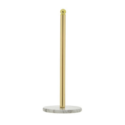 Premier Housewares Interiors By Premier Stable Light Gold Small Toilet Roll Holder With Marble Base, Design Toilet Holder, Sturdy Roll Holder - image 1