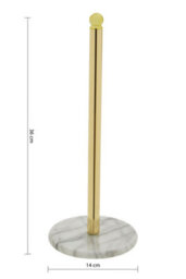 Premier Housewares Interiors By Premier Stable Light Gold Small Toilet Roll Holder With Marble Base, Design Toilet Holder, Sturdy Roll Holder - thumbnail 5