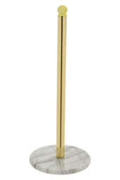 Premier Housewares Interiors By Premier Stable Light Gold Small Toilet Roll Holder With Marble Base, Design Toilet Holder, Sturdy Roll Holder - thumbnail 2