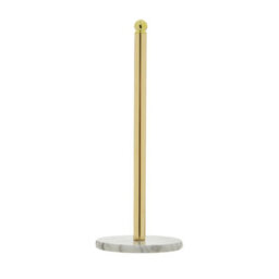 Premier Housewares Interiors By Premier Stable Light Gold Small Toilet Roll Holder With Marble Base, Design Toilet Holder, Sturdy Roll Holder - thumbnail 1