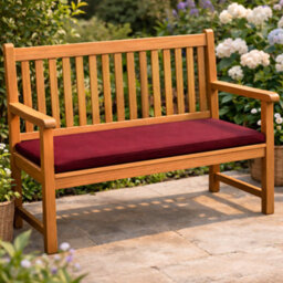 Nod Off 2 Seater Garden Bench Seat Pad 108X45X5Cm Water Resistant Foam Filled Cushion With Removable Zipped Cover - Burgundy