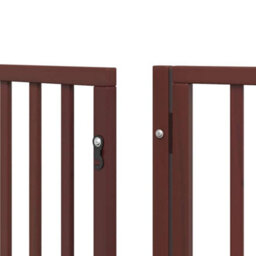 Walplus Brown Dog Gate With Door Foldable 9 Panels 450 Cm Poplar Wood - thumbnail 9