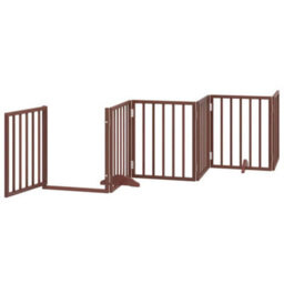 Walplus Brown Dog Gate With Door Foldable 9 Panels 450 Cm Poplar Wood - thumbnail 4