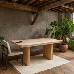 Wyld Haus Arizona Natural Mango Wood Dining Table With Fluted Panel Legs, Seats 6