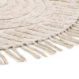 Beliani Beige Cotton Round Area Rug 140Cm Tufted With Fringe - thumbnail 5