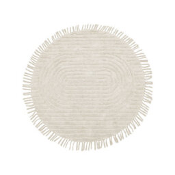 Beliani Beige Cotton Round Area Rug 140Cm Tufted With Fringe - thumbnail 1