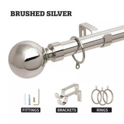 Moonlight Bedding Extendable Metal Curtain Pole With Ball Finials - Adjustable Plain Curtain Rod(Chrome, 28 - 48 Inches) - thumbnail 2