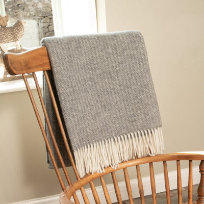 Native Natural Cable Pattern 100% Wool Blanket - image 1