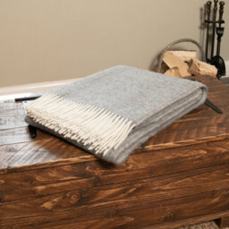 Native Natural Cable Pattern 100% Wool Blanket - thumbnail 2