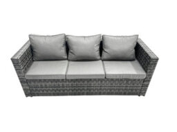 Fimous Rattan Garden Furniture Dining Set 8-Seater Patio Coffee Table Sofa Set With 2 Side Tables Big Stool Dark Grey Mixed - thumbnail 4