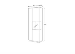 Arte Sleek Silke 13 Tall Display Cabinet 80Cm Right - White Gloss & Wotan Oak: Modern Storage For Contemporary Homes - thumbnail 3