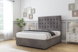 "Sloomy Alabama Slate Naples Divan Bed Base 2 Drawers Same Side With 26"" Strutted Headboard 3' Single" - thumbnail 3