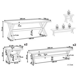 Beliani Garden Dining Set With Benches And Stools 8 Seater Olbia Concrete White - thumbnail 3