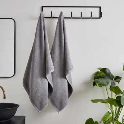 Catherine Lansfield Quick Dry Cotton 90X140 Cm Bath Sheet Pair Grey - image 1