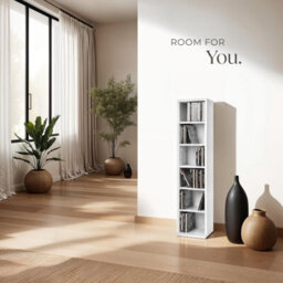 Tectake Cd Dvd Storage Tower Media Display Unit Adjustable Shelves Wood Effect 102 Cds Or 27 Dvds  - White - thumbnail 7