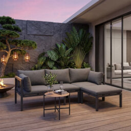 Fenchilin Garden Furniture Set L-Shaped Sofa With Coffee Table Footstool Patio Sectional Set - thumbnail 1