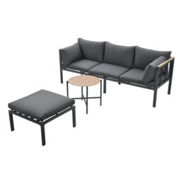 Fenchilin Garden Furniture Set L-Shaped Sofa With Coffee Table Footstool Patio Sectional Set - thumbnail 9