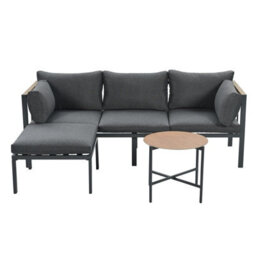 Fenchilin Garden Furniture Set L-Shaped Sofa With Coffee Table Footstool Patio Sectional Set - thumbnail 7
