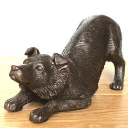 Animal Crackers Border Collie Figurine In Solid Cold Cast Bronze, Heavy Weight Dog Lover Home Decoration - thumbnail 2
