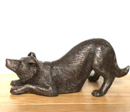 Animal Crackers Border Collie Figurine In Solid Cold Cast Bronze, Heavy Weight Dog Lover Home Decoration - thumbnail 3