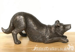 Animal Crackers Border Collie Figurine In Solid Cold Cast Bronze, Heavy Weight Dog Lover Home Decoration - thumbnail 7