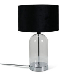 Valuelights Jessy Glass And Silver Chrome Metal Bedside Table Lamp With A Black Velvet Lampshade - thumbnail 2
