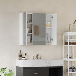 Avc Designs White Bathroom Wall Cabinet Storage Cupboard Mirror Wall Mounted With 3 Doors & Adjustable Shelves - thumbnail 3