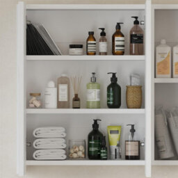 Avc Designs White Bathroom Wall Cabinet Storage Cupboard Mirror Wall Mounted With 3 Doors & Adjustable Shelves - thumbnail 6