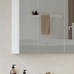 Avc Designs White Bathroom Wall Cabinet Storage Cupboard Mirror Wall Mounted With 3 Doors & Adjustable Shelves - thumbnail 7