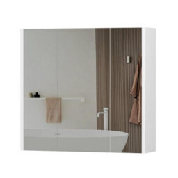Avc Designs White Bathroom Wall Cabinet Storage Cupboard Mirror Wall Mounted With 3 Doors & Adjustable Shelves - thumbnail 4