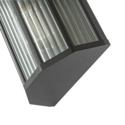 Happy Homewares Contemporary Outdoor Garden Half Lantern Wall Lamp With Clear Ribbed Glass - thumbnail 5