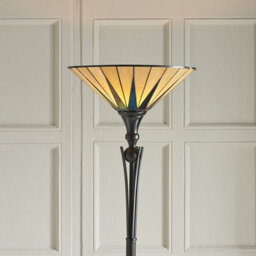 Luminosa Lighting Luminosa Dark 1 Light Floor Lamp Uplighter Black, Tiffany Style Glass, E27 - thumbnail 3